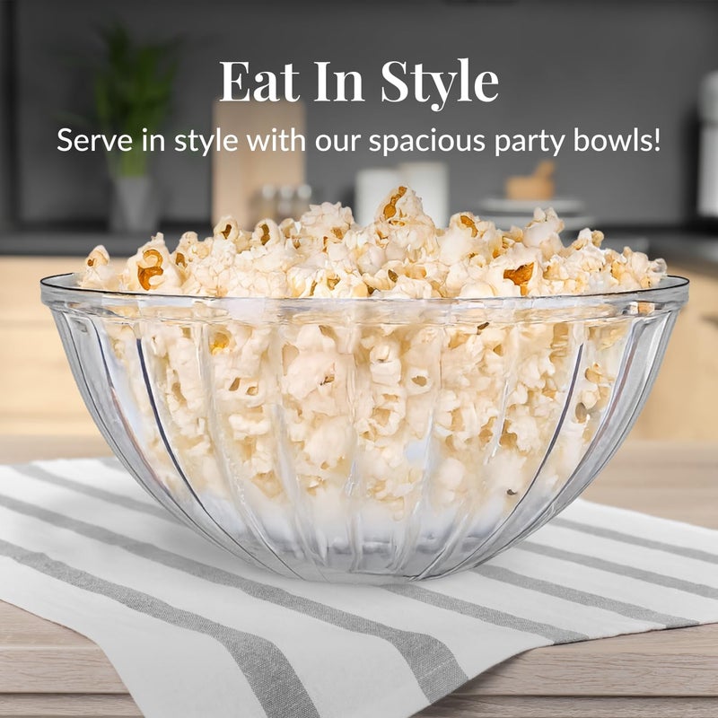 Prestee 12 Pack Clear Plastic Serving Bowls - 53 Oz Round Reusable and Disposable Bowls for Parties and Events - Sturdy and Durable Plastic Bowl for Serving Food, Salads, Snacks, Chips, and Candies - Image 4